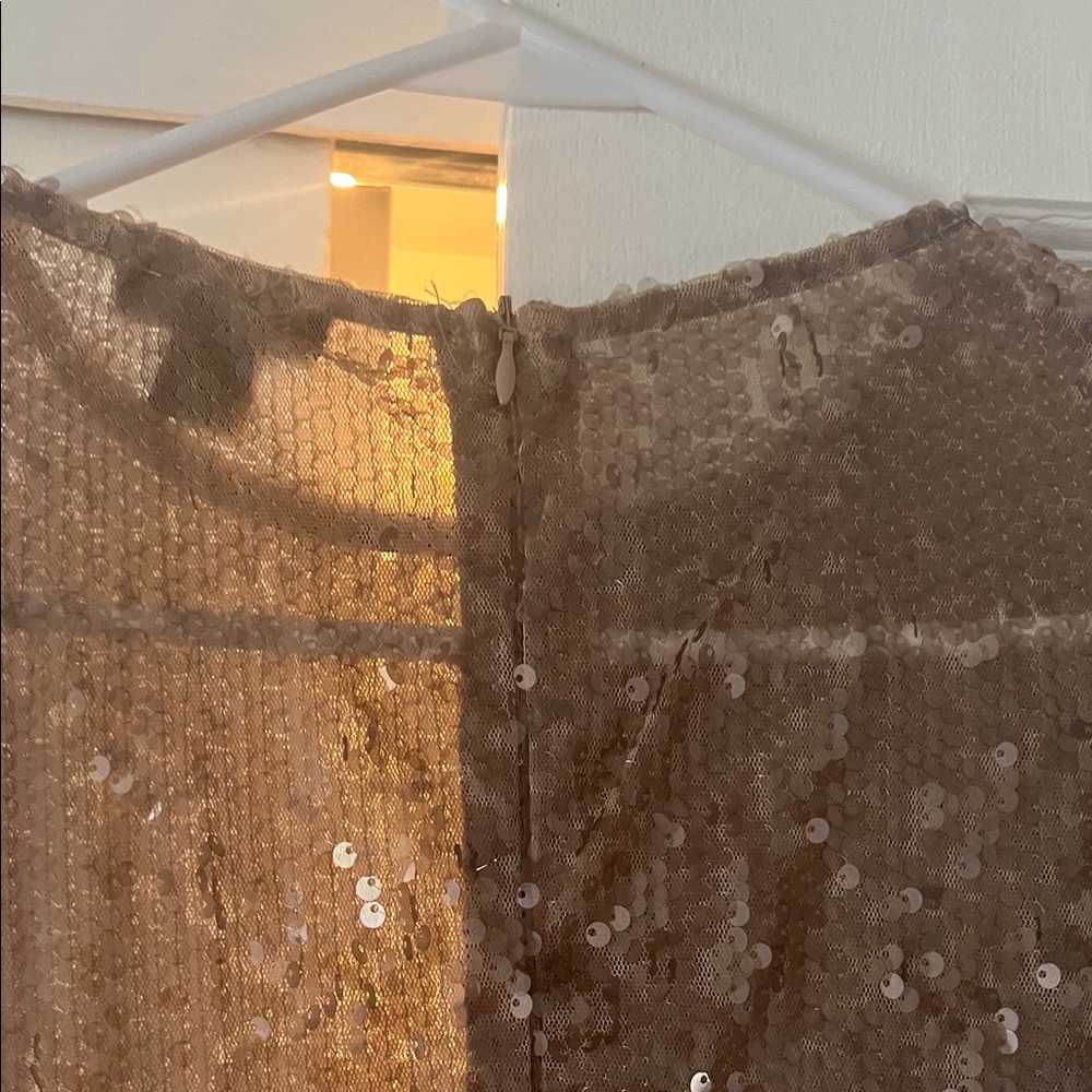 Boohoo Taupe Sequin Long Sleeve Midi Dress - Picture 9 of 10